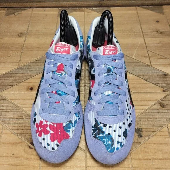 Onitsuka Tiger Serrano Womens Shoes Size 8.5 Blue Floral Retro Athletic Sneakers - Picture 3 of 12